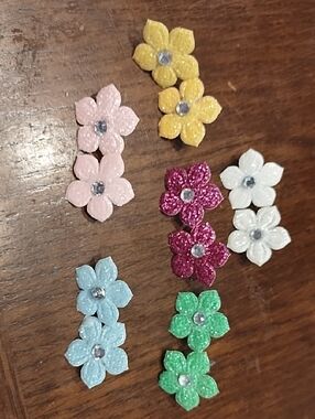 Glitter Flower Earrings for Kids - Multicolor Pack